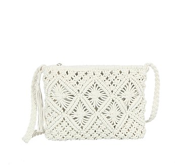 Crocheted Woven Macrame Crossbody Bag