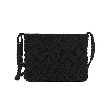 Crocheted Woven Macrame Crossbody Bag