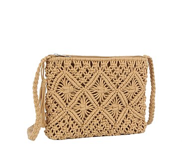 Crocheted Woven Macrame Crossbody Bag