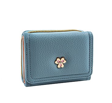 Small Flower Embellishment Tri-fold Wallet