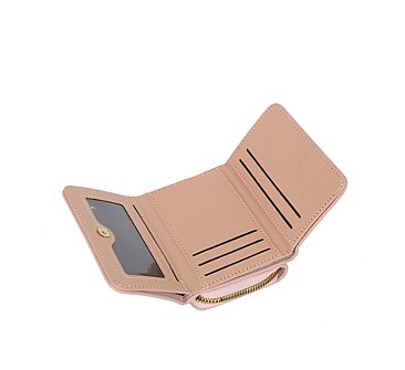 Small Flower Embellishment Tri-fold Wallet