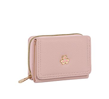 Small Flower Embellishment Tri-fold Wallet