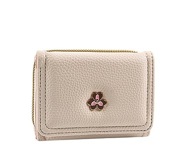 Small Flower Embellishment Tri-fold Wallet