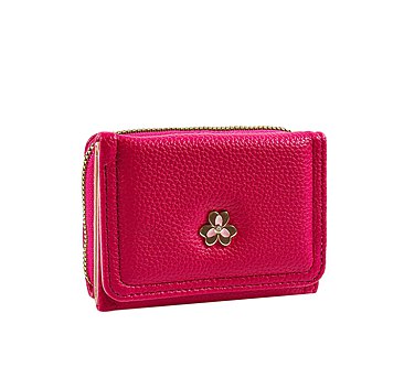 Small Flower Embellishment Tri-fold Wallet