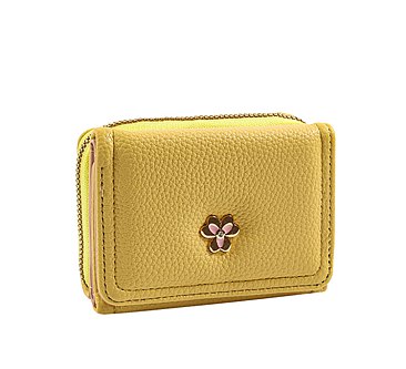 Small Flower Embellishment Tri-fold Wallet
