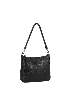Embossed Flower Shoulder Bag