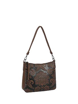 Embossed Flower Shoulder Bag