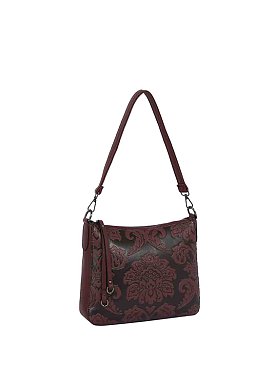 Embossed Flower Shoulder Bag