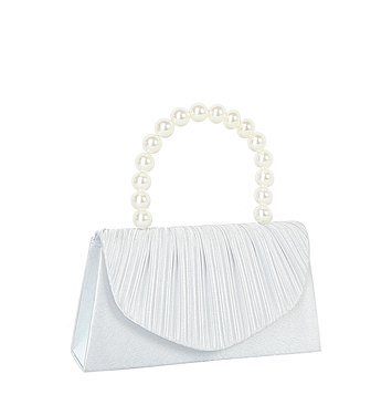 Pleated Flap Pearl Handle Clutch