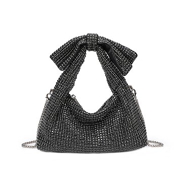 Rhinestone Bow Slouchy Purse