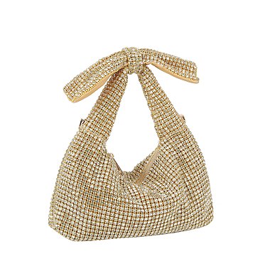 Rhinestone Bow Slouchy Purse