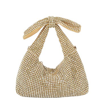 Rhinestone Bow Slouchy Purse