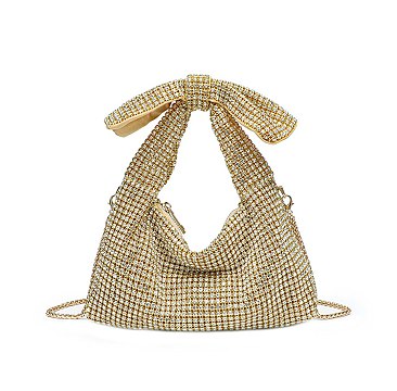 Rhinestone Bow Slouchy Purse