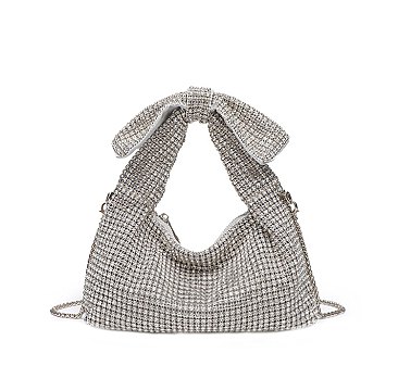 Rhinestone Bow Slouchy Purse