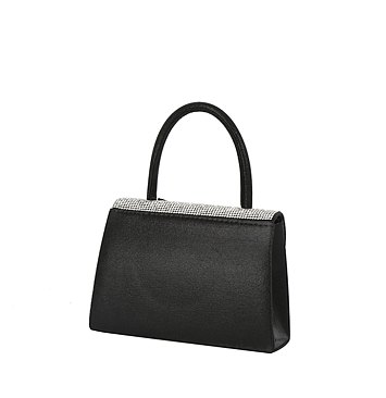 Rhinestone Bow Flap Top Handle Clutch Satchel