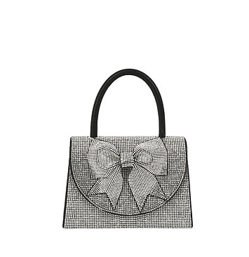 Rhinestone Bow Flap Top Handle Clutch Satchel