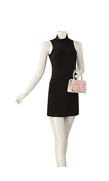 Ruched Satin Pearl Handle Clutch