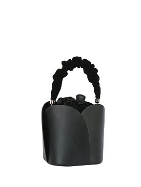 Ruched Top Handle Bucket Bag