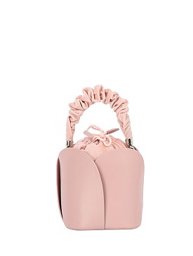 Ruched Top Handle Bucket Bag