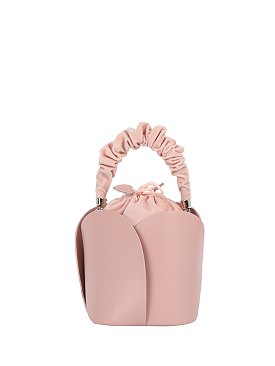 Ruched Top Handle Bucket Bag