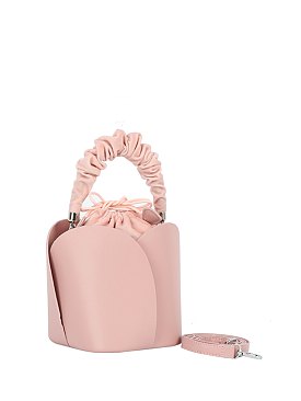 Ruched Top Handle Bucket Bag