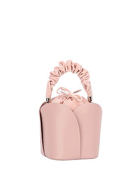 Ruched Top Handle Bucket Bag