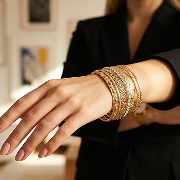 Crystals Stacking Bangles Bracelet