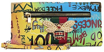 QUEENBEE GRAFFITI  STRIPE  WALLET WRISTLET