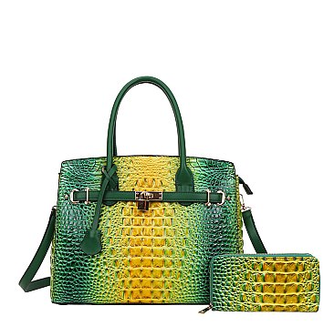 2 IN 1 Crocodile Tie-dyed Satchel + Wallet