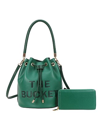The Bucket Draw String Hobo -Shoulder Bag with Wallet