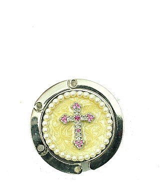 Pearl & Stone Round Folding Cross Hook & Hanger For Handbags