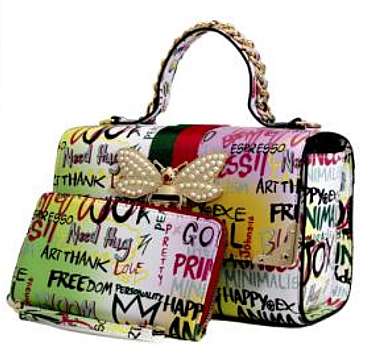 2-in-1 Trendy Multi Graffiti Queen Bee Boxy Satchel