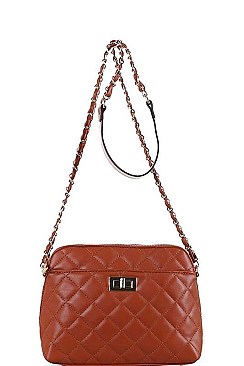 STITCHED CROSSBODY BAG WITH LINKED CHAIN