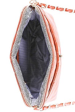 STITCHED CROSSBODY BAG WITH LINKED CHAIN