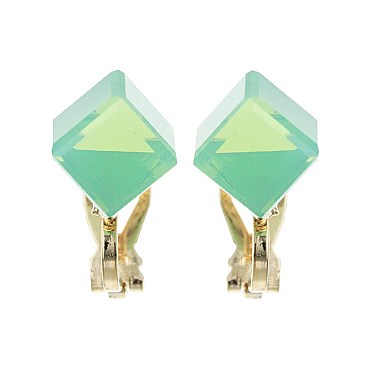 Fashionable Aqua Stylish Crystal Cube Earrings SLGS2