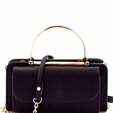 Metal Handle Accent Wallet Compartment Cross Body MH-GY128