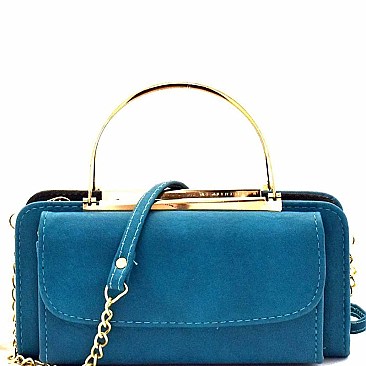 Metal Handle Accent Wallet Compartment Cross Body MH-GY128