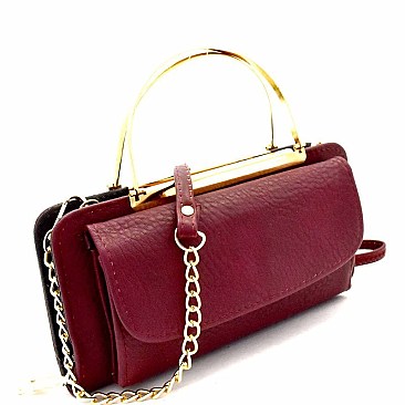 Metal Handle Accent Wallet Compartment Cross Body MH-GY128