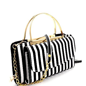 MZ-MB128 Metal Handle Wallet Compartment Cross Body Clutch