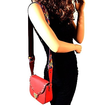 GY6040-LP Aztec Print Strap Colorful Gemstone Flip-lock Cross Body