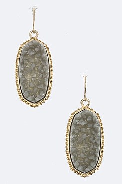 Classic Oval Druzy Stone Earrings LA-VE1549Z