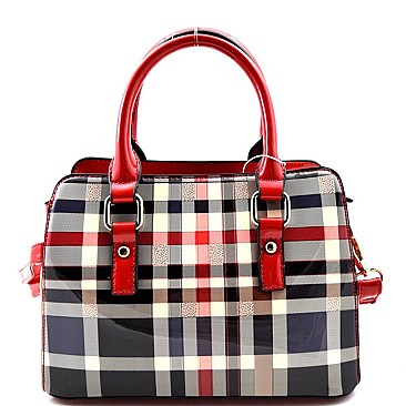 Classic Plaid Print Padlock Small-Petit Satchel