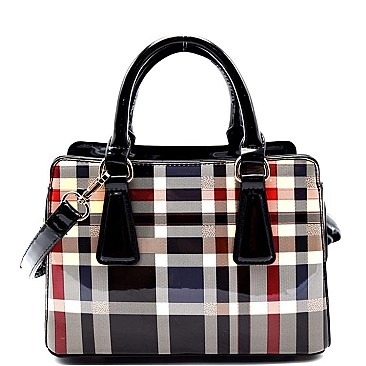 Boutique Checker Plaid Print Small Simple Satchel