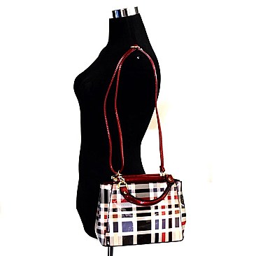 Petit Checker Print Metal-Bar Small Satchel