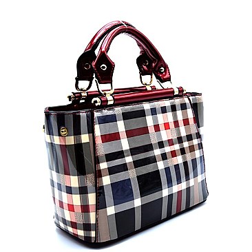 Petit Checker Print Metal-Bar Small Satchel