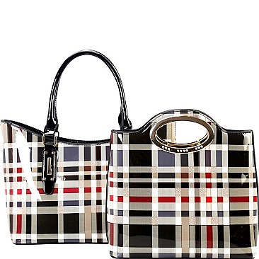 Plaid Check 2Pc Classic Handbags Set