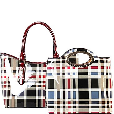 Plaid Check 2Pc Classic Handbags Set