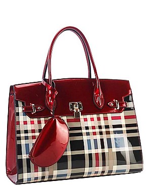 CHECK SATCHEL WITH WALLET 3PC SET