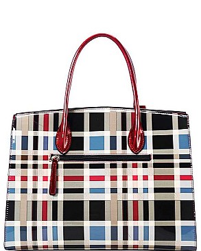 CHECK SATCHEL WITH WALLET 3PC SET