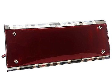 3 IN 1 GLOSSY CHECK SATCHEL WALLET SET